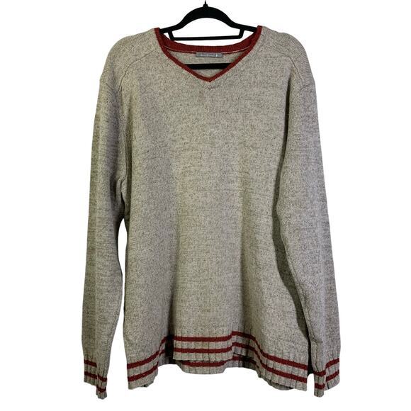 SMARTWOOL Sweater Larimer V-Neck Merino‎ Oatmeal Heather Varsity Ringer Ribbed - Picture 1 of 12
